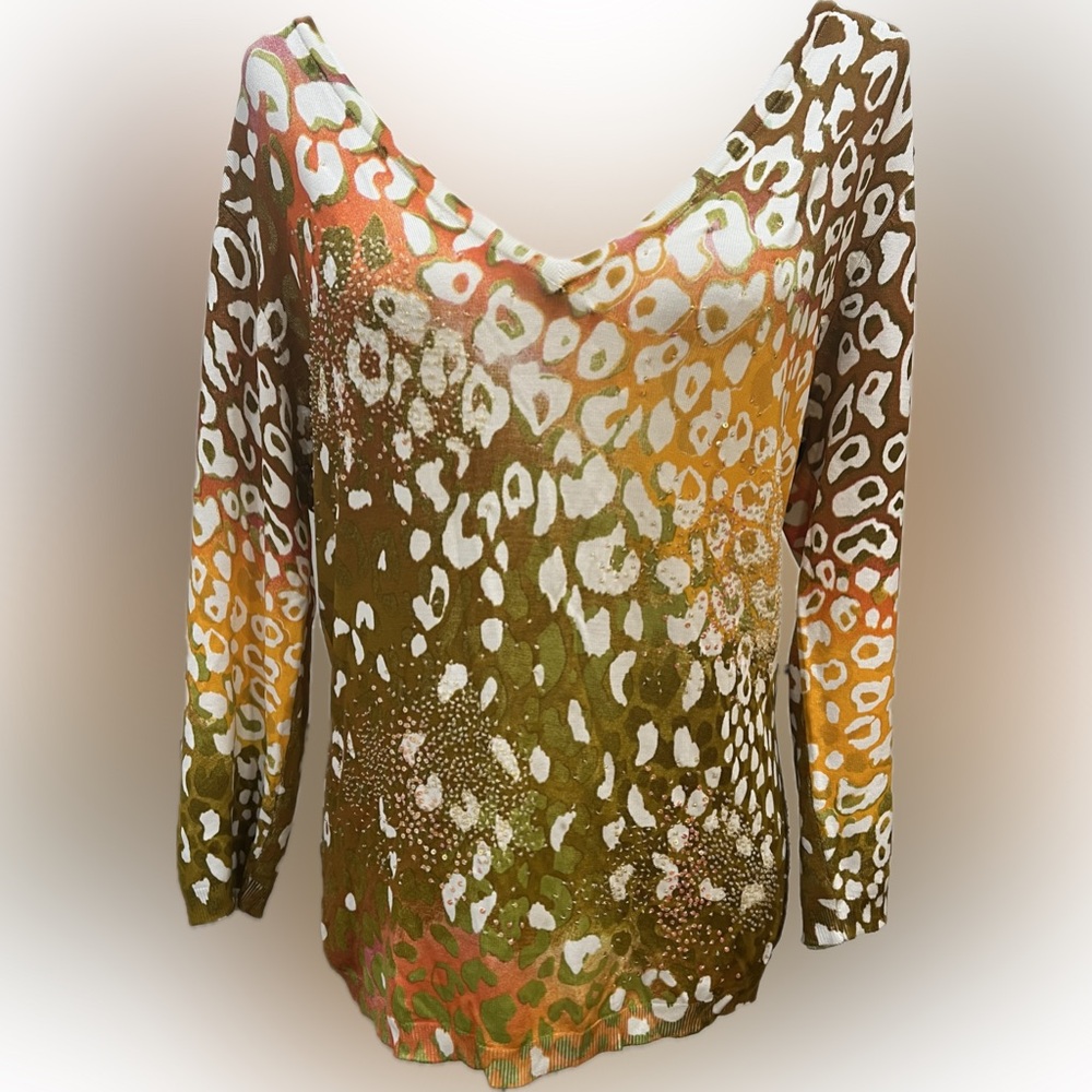 Cabo Multicolor Animal Print Embellished Top with sequins